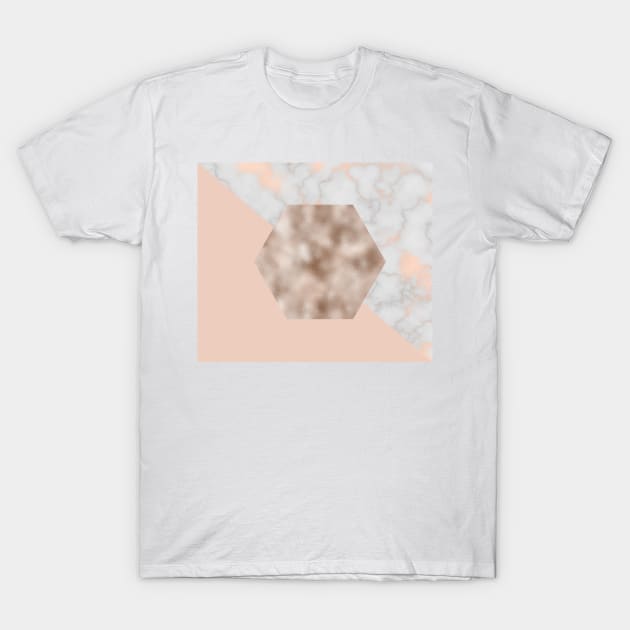 Soft rose gold hexagonal T-Shirt by marbleco